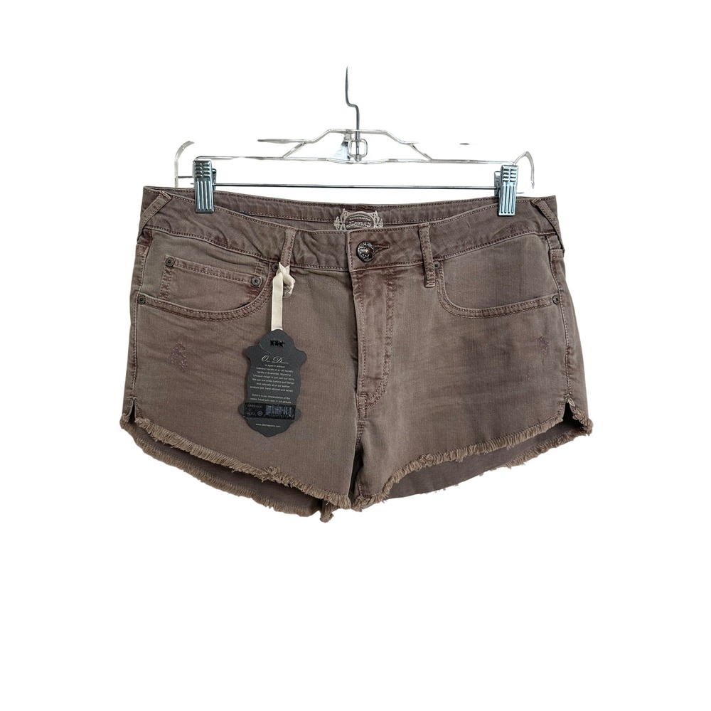 Stitch's Handcrafted Raw Hem Denim Cutoff Shorts Taupe Brown 30 NWT